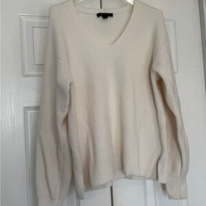 Ann Taylor Women's Ivory V-Neck Sweater